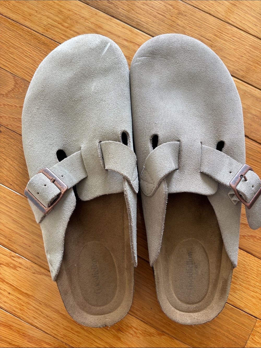 Goodfellow & Co Taupe Suede Slip-On Clog with Buckle - Picture 3 of 4